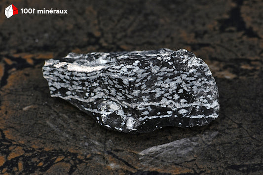 Obsidienne flocons de neige du Mexique - Vue d'ensemble brute 6,3 x 3 x 2,7 cm - BL95
