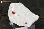 Spinelle rouge sur Cipolin de Birmanie (3 cristaux) - 29 g / BM272 - Vignette | 1001 minéraux