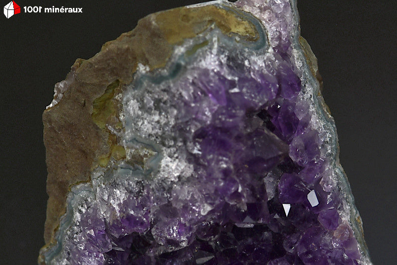 Druse d'Améthyste d'Uruguay - Détail des cristaux violet foncé - BM483