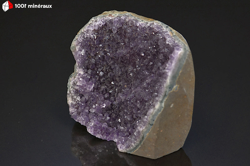 Druse d'Améthyste du Brésil - Vue de profil, druse courbée 379 g - BM515