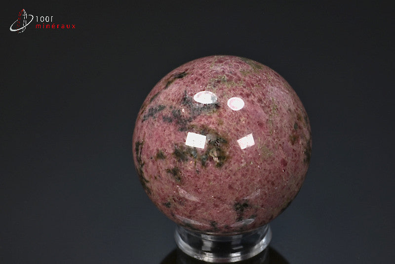 Minéral poli de rhodonite rose de Madagascar en sphère