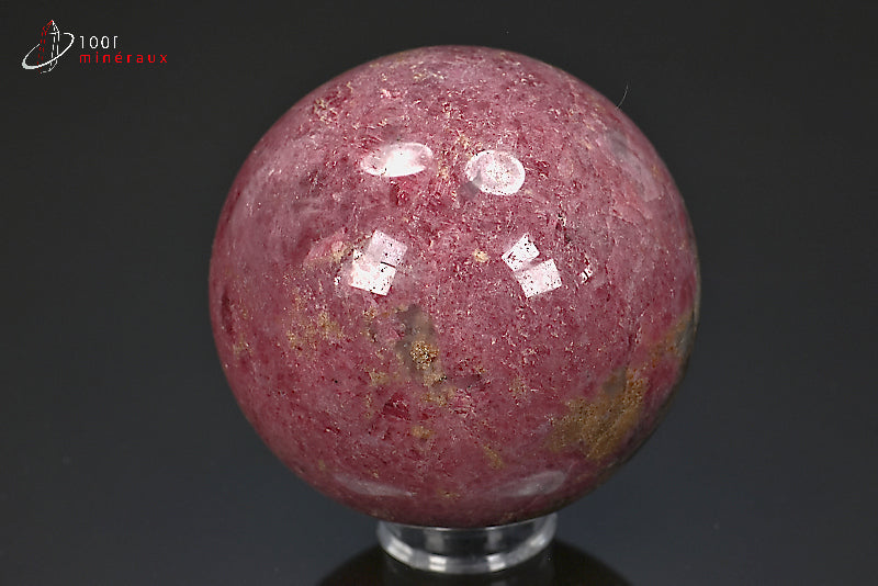 Minéral poli de rhodonite rose de Madagascar en sphère