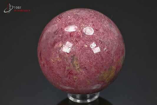 Minéral poli de rhodonite rose de Madagascar en sphère