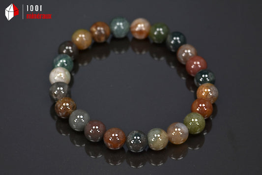 Bijou minéral bracelet en perles d'agates de couleurs polies