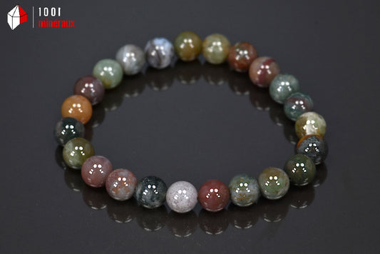 Bijou minéral bracelet en perles d'agates de couleurs polies