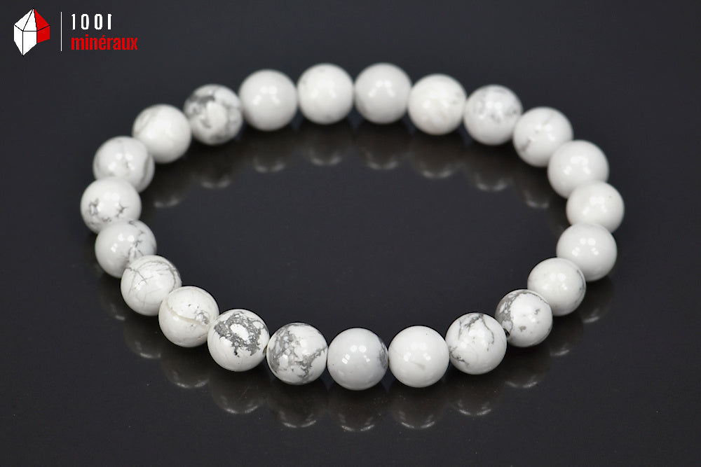 Bracelet bijou en perles de Howlite blanche