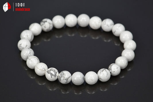 Bracelet bijou en perles de Howlite blanche