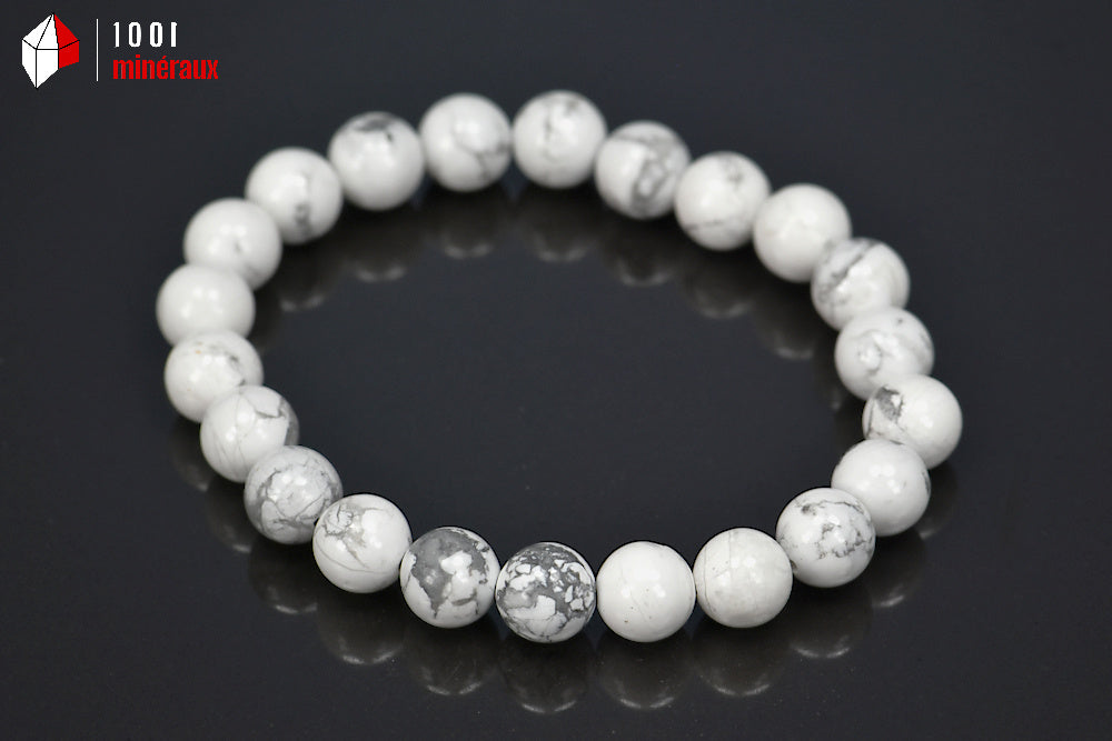 Bracelet bijou en perles de Howlite blanche