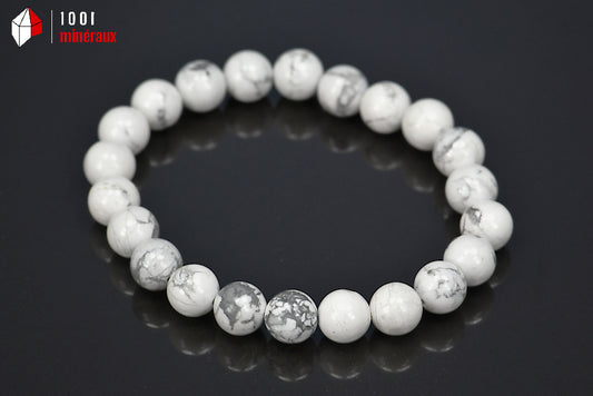 Bracelet bijou en perles de Howlite blanche