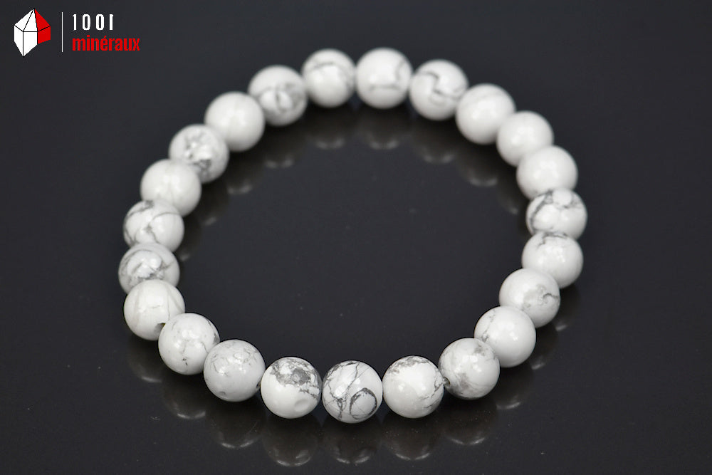 Bracelet bijou en perles de Howlite blanche