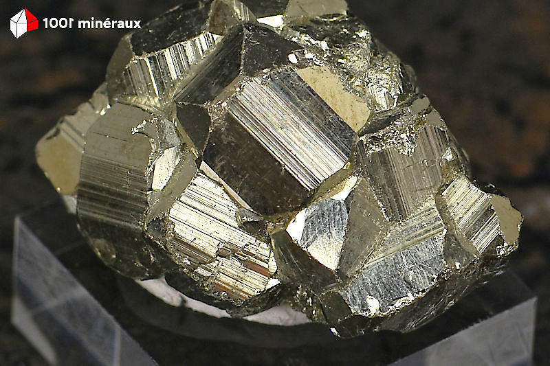 Pyrite cristallisée Pérou - Détail de l'éclat métallique doré, cristaux 5-12 mm - 25 g

