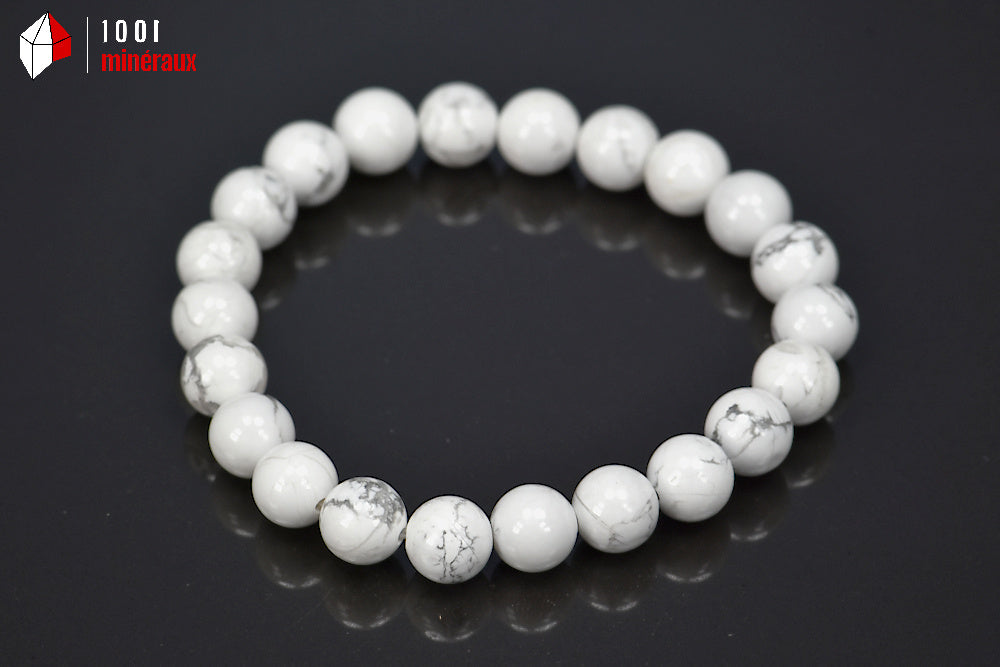 Bracelet bijou en perles de Howlite blanche