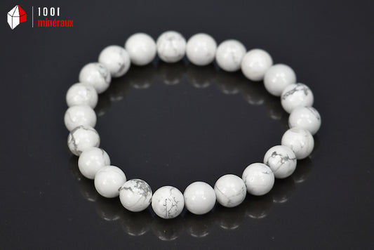 Bracelet bijou en perles de Howlite blanche