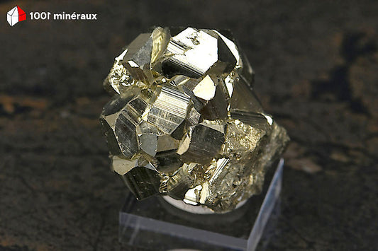 Pyrite cristallisée Pérou - Vue d'ensemble, relief géométrique complexe et scintillant - 93 g
