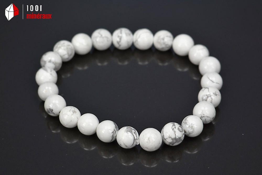Bracelet bijou en perles de Howlite blanche