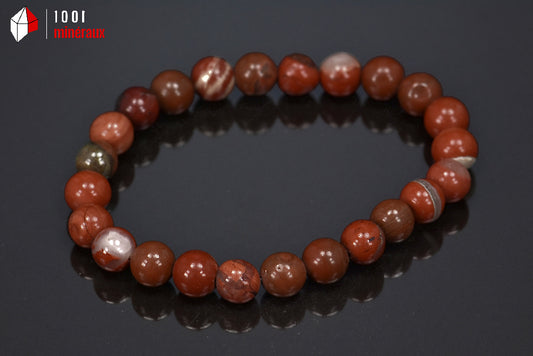 Bracelet minéral en perles de jaspe rouge