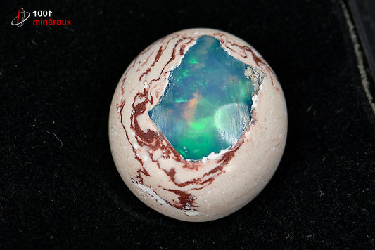 Minéral poli d'opale bleue et verte irisée du Mexique