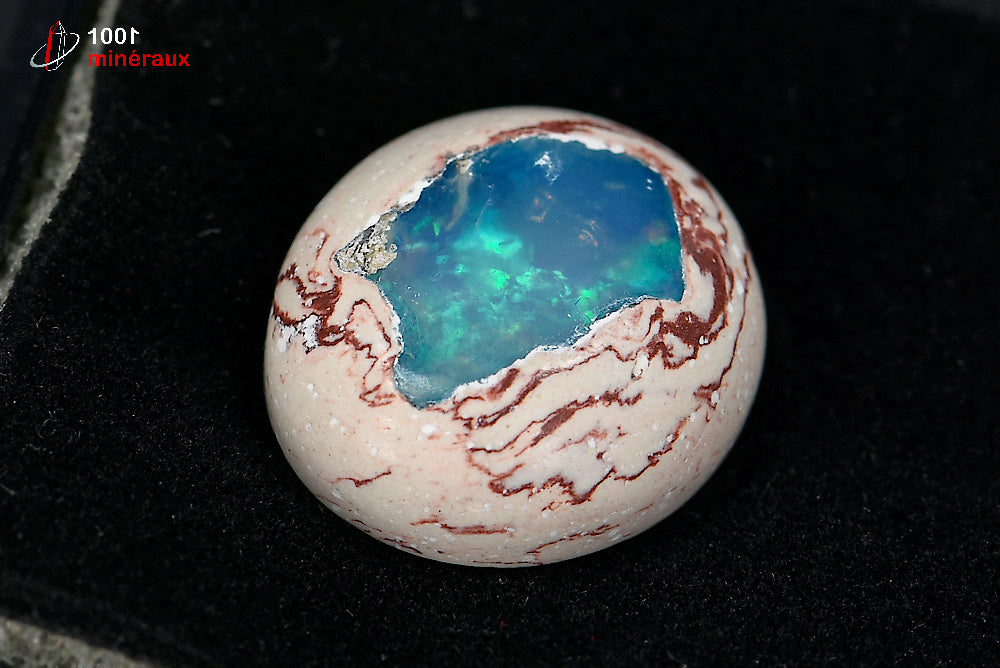 Minéral poli d'opale bleue et verte irisée du Mexique