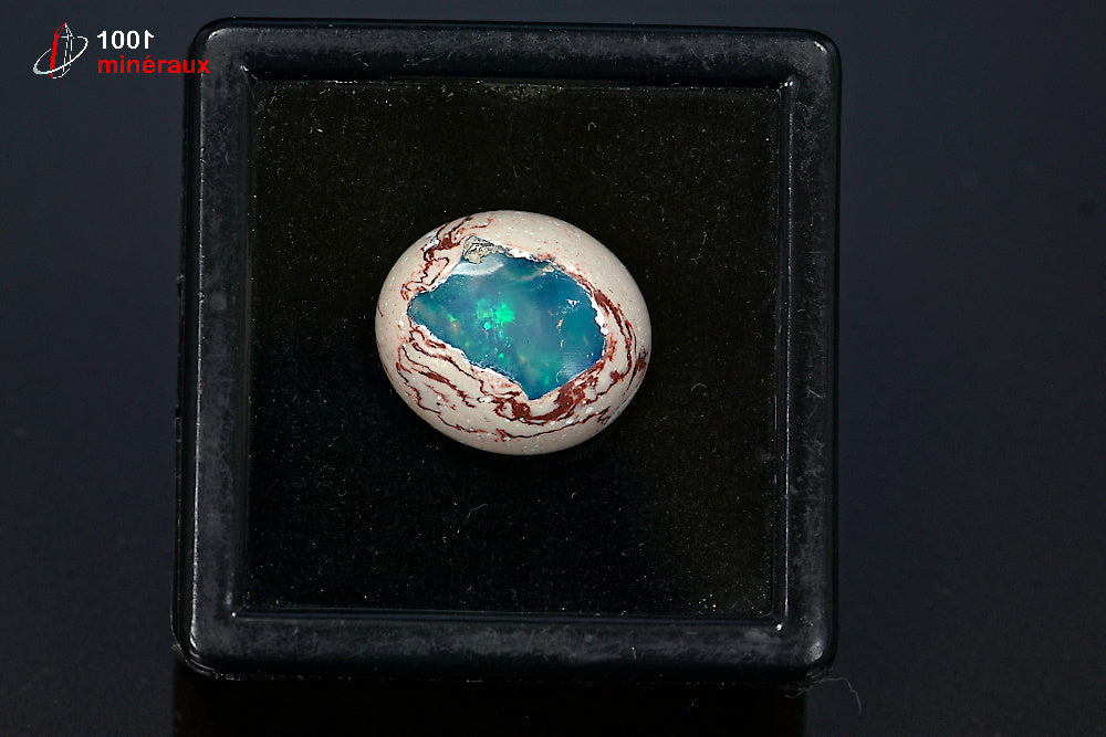Minéral poli d'opale bleue et verte irisée du Mexique