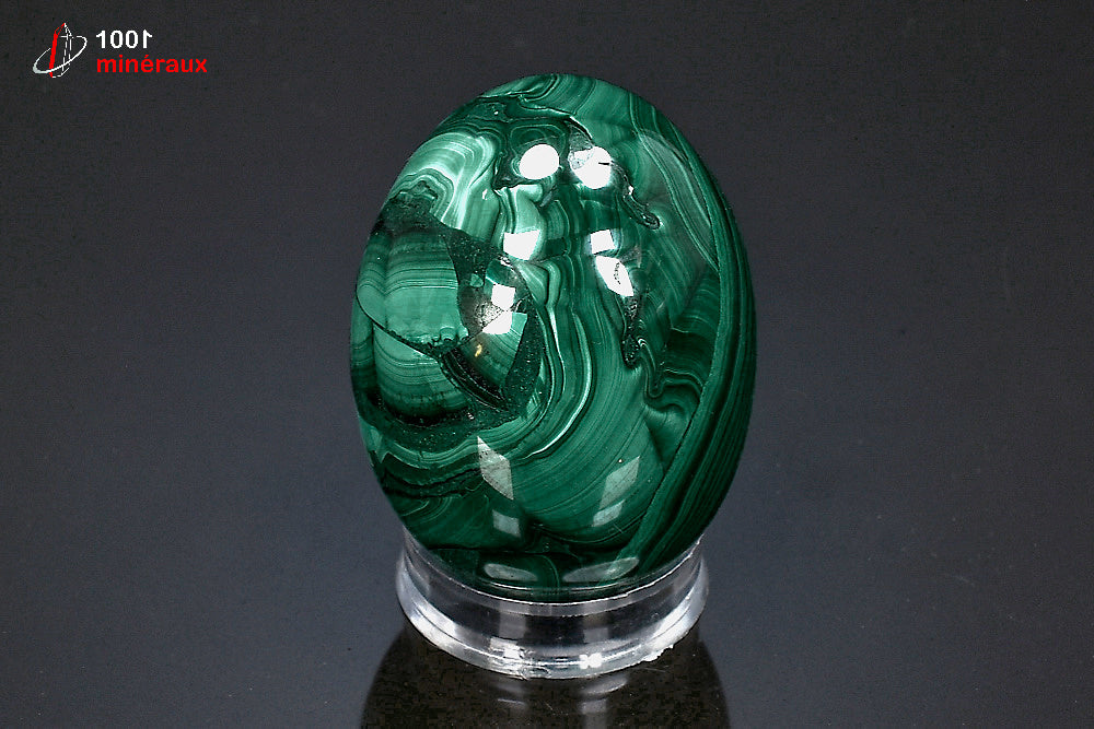 Malachite polie en œuf de la République Démocratique du Congo - Vue d'ensemble, 182 g - BP43
