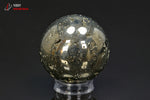 Sphère en Pyrite polie - Pérou - minéraux de décoration 5,6 cm / 426g / BP49 - Vignette | 1001 minéraux