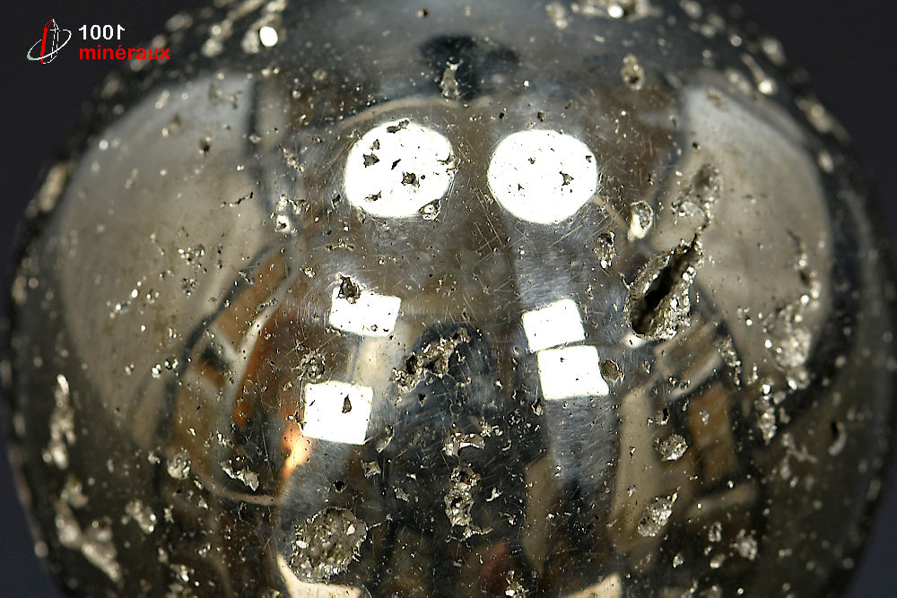Minéral poli de Pyrite en sphère du Pérou