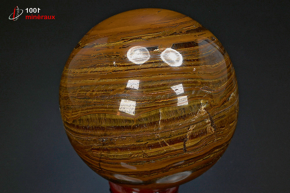 Sphère polie minérale d'œil de tigre d'Afrique du sud