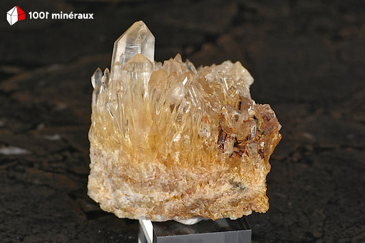 Cristal de roche de France - Groupe de cristaux transparents sur base de Quartz - 145 g - BQ93

