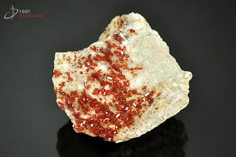 Minéral cristallisé de vanadinite rouge du Maroc