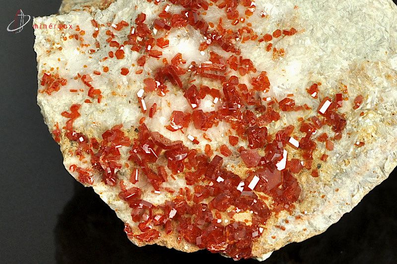 Minéral cristallisé de vanadinite rouge du Maroc