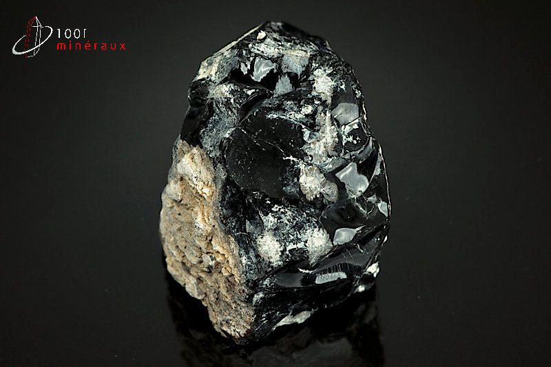 Minéral brut d'obsidienne flocons de neige noire et blanche du Mexique