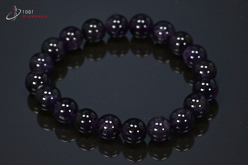 Bracelet minéral en perles d'améthyste violettes
