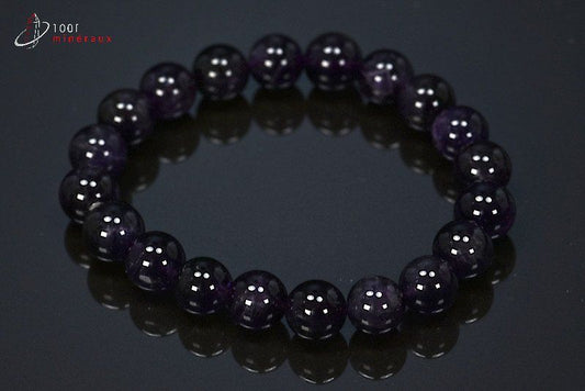 Bracelet minéral en perles d'améthyste violettes