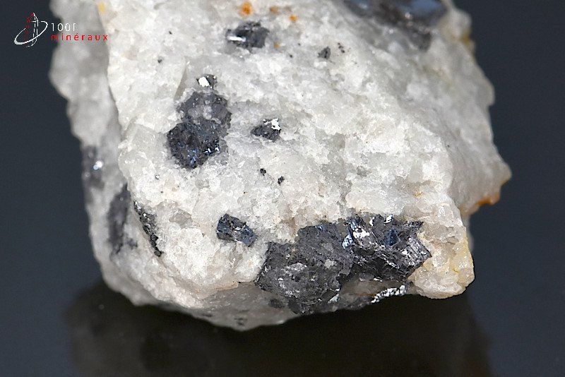 Galène sur Quartz - Maroc - minéraux à cristaux à collectionner